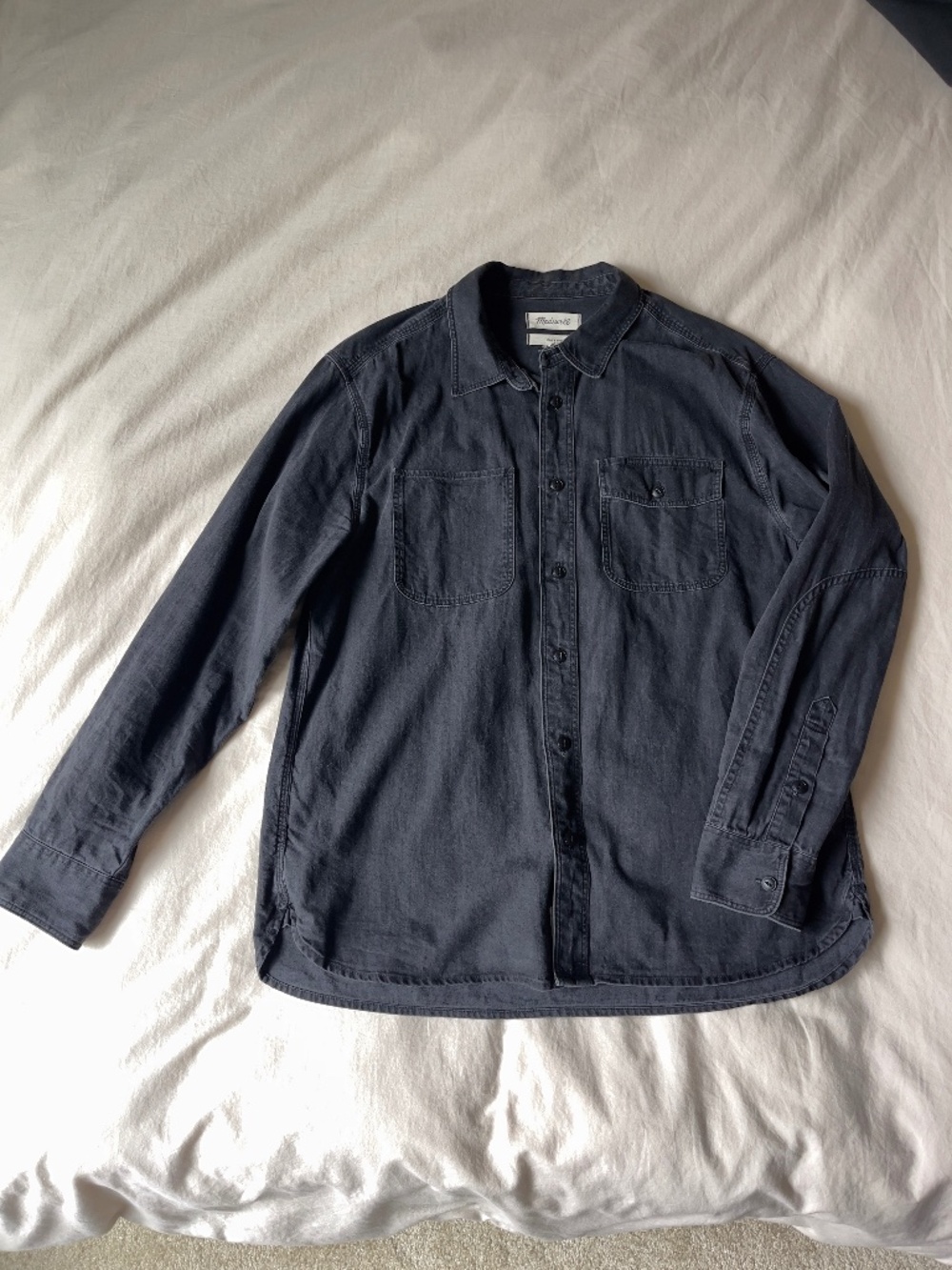 Madewell men Denim Work Shirt, Ace Wash (Black), Medium